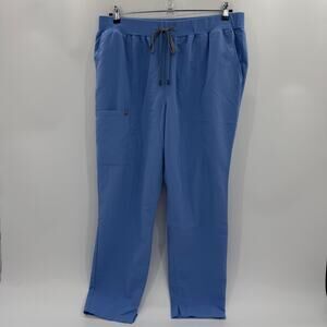 FABLETICS Scrub Pant Womens Size 2X Knit Waistband Straight Leg Light Blue Cargo